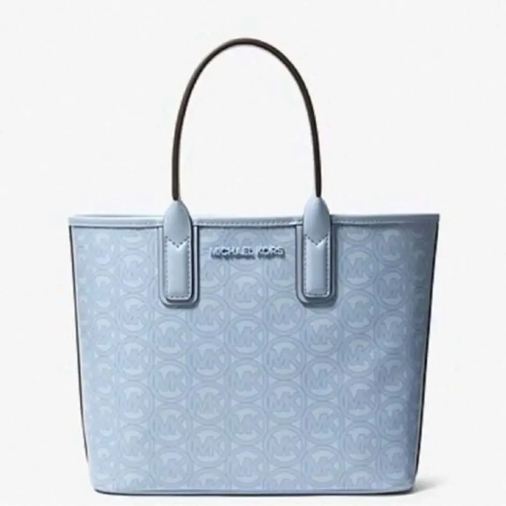 Michael Kors Jodie Small Logo Jacquard Tote Bag Light Blue